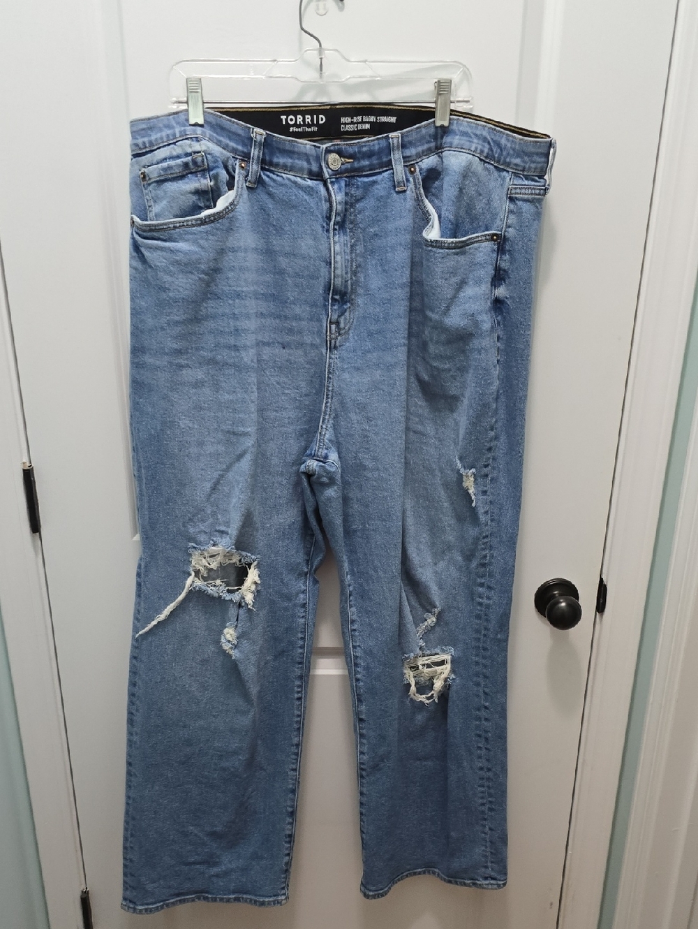 Torrid Light Blue Distressed High-Rise Baggy Straight Size 22R